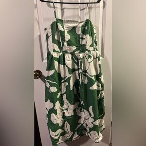 H&M Women’s Green Floral Strappy Midi Dress - Size Large